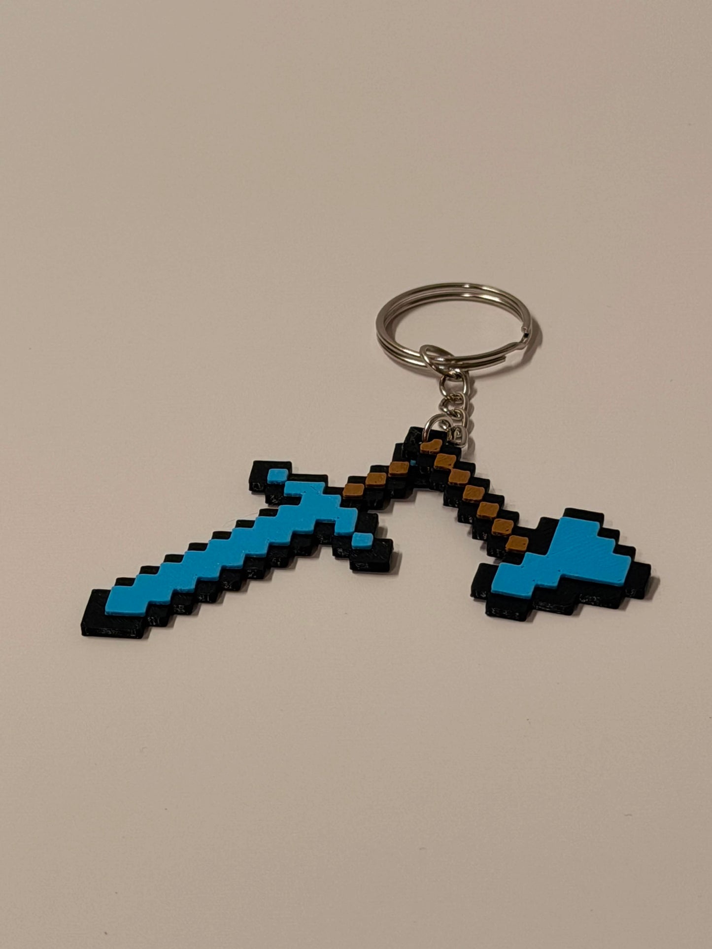 Minecraft Diamond Sword & Axe Keychain