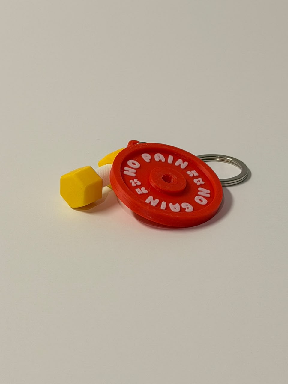 Yellow Dumbell with Red Plate Keychain