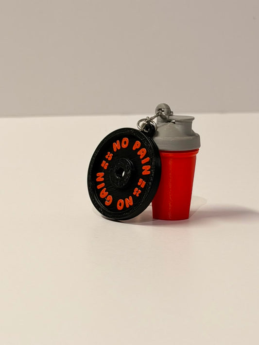 Red Shaker with a Black Plate Keychain