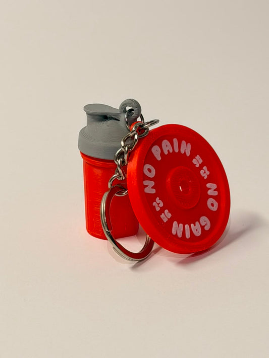 Red Shaker and Plate Keychain